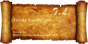 Tordy Loréna névjegykártya